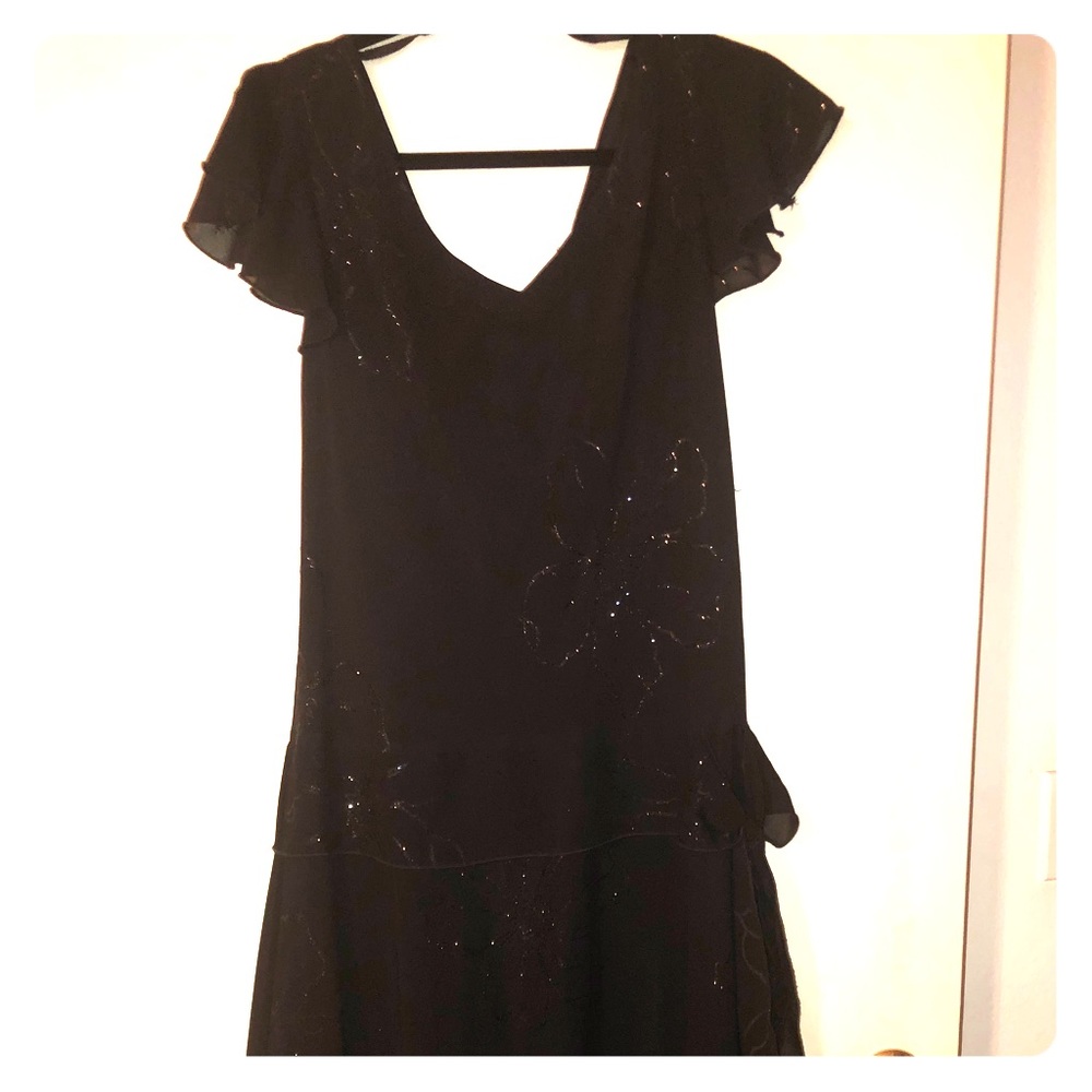 Black dress with flower accents